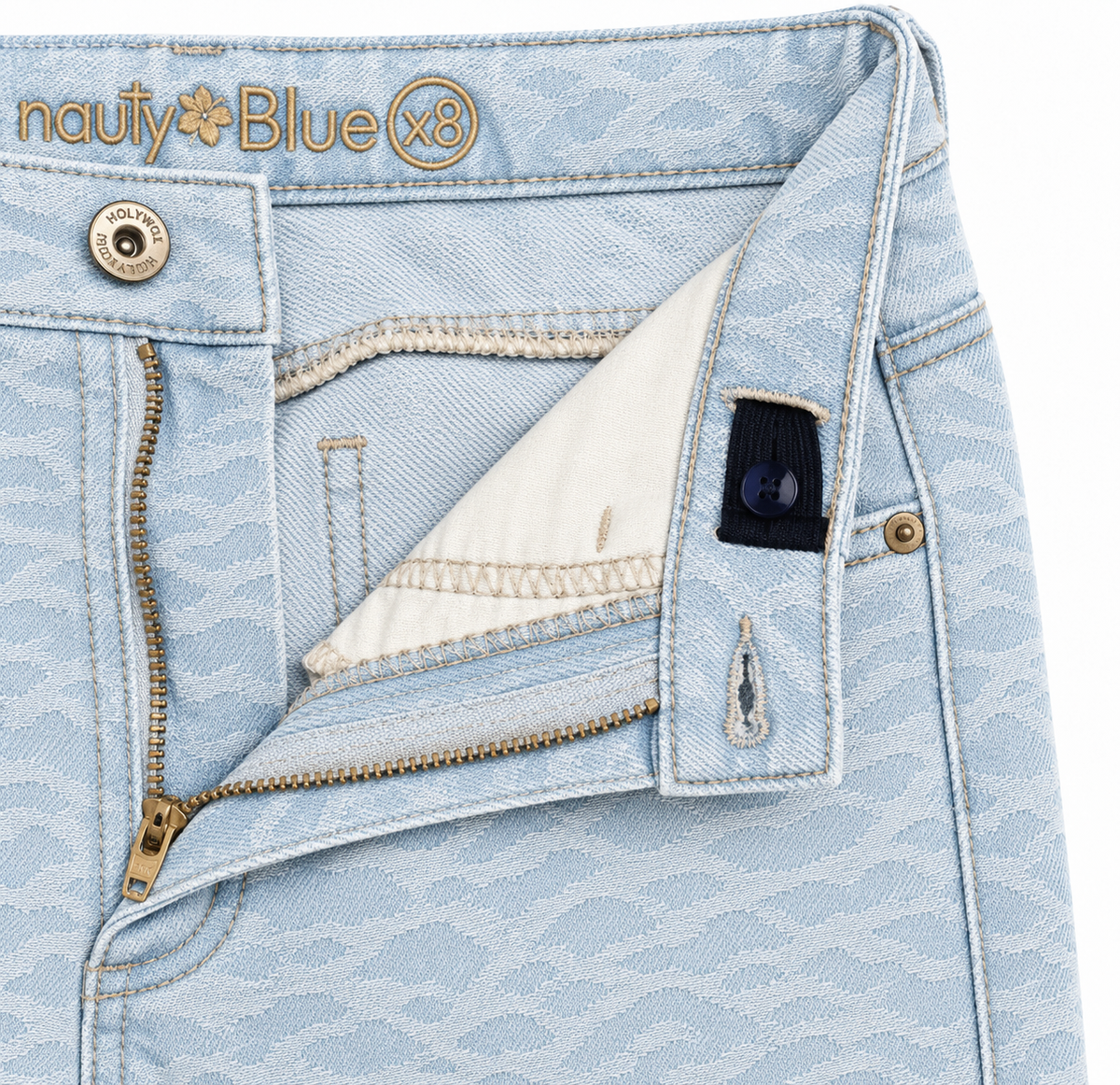 Jean para niñas en diseño jacquard animal print - Azul claro