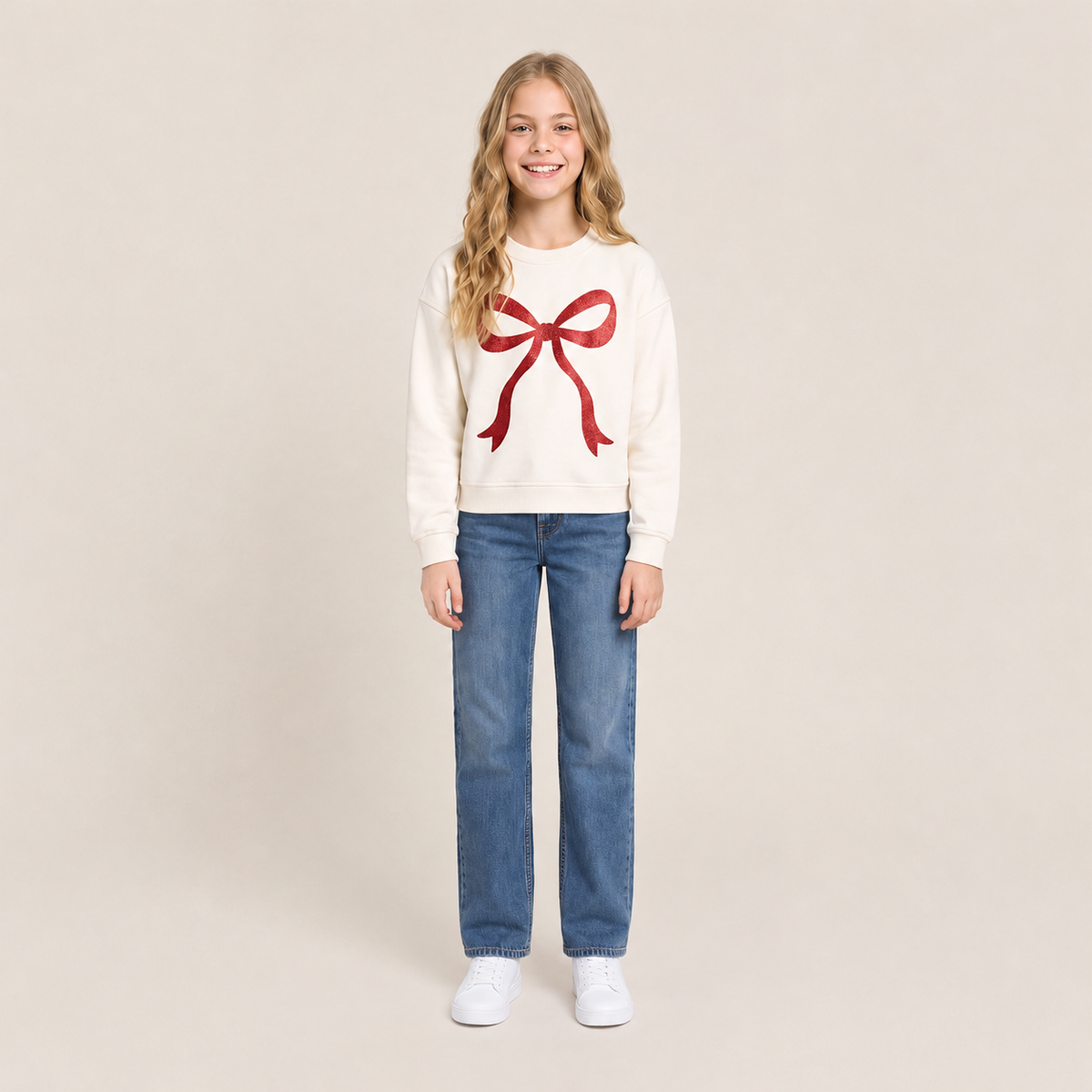Hoodie para niñas con diseño de lazo en glitter