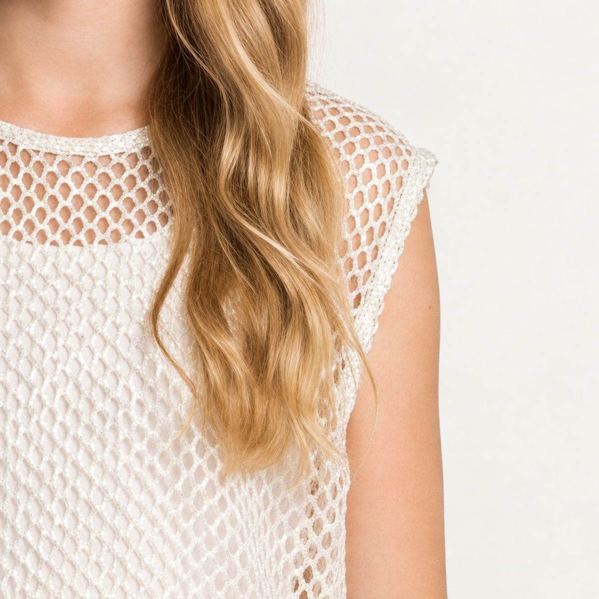 Camisa para niñas en tejido de malla - Beige