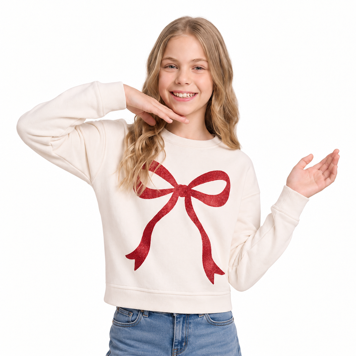 Hoodie para niñas con diseño de lazo en glitter