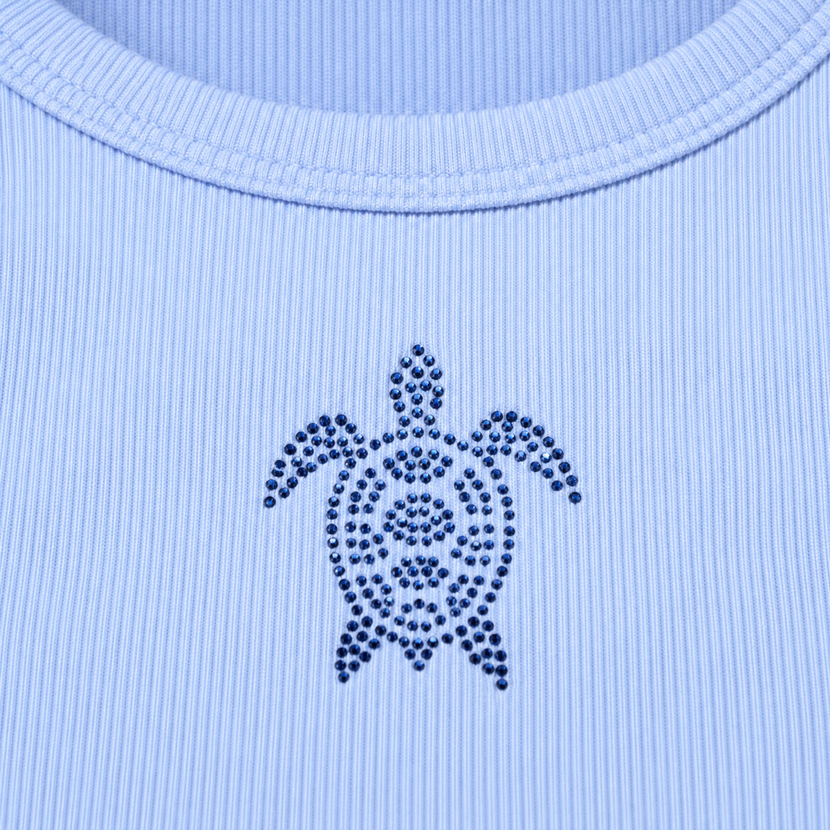 Camisa para niñas en rib con diseño frontal de tortuga – Azul