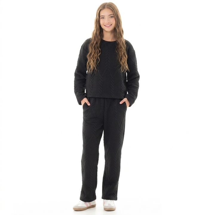 JOGGER PARA NIÑA CON TEXTURA GEOMÉTRICA