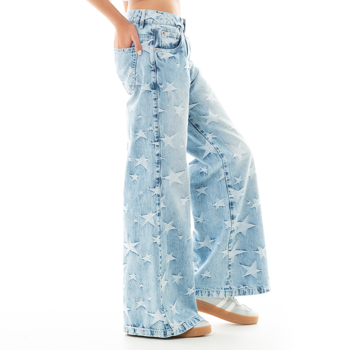 Jean para niñas con diseño de estrellas en jacquard