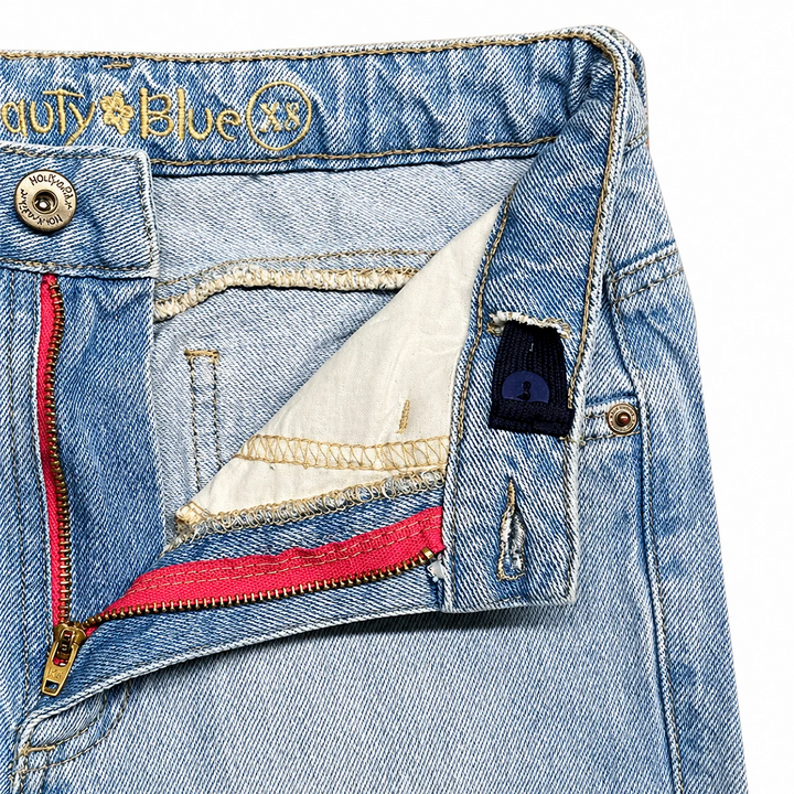 FALDA SHORT PARA NIÑAS EN DISEÑO INDIGO OJALILLO