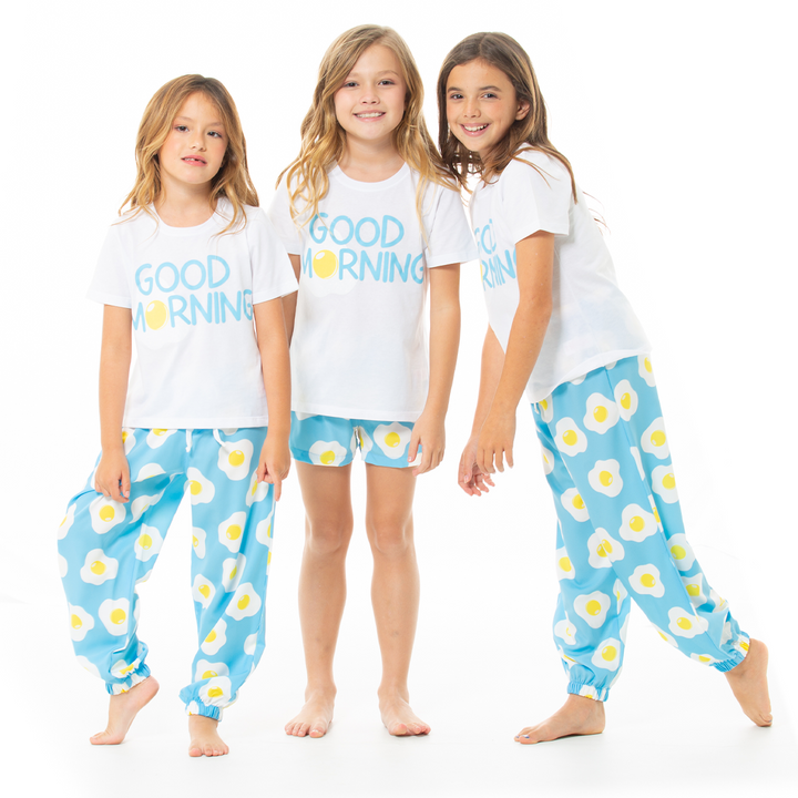 PIJAMA PARA NIÑAS DE PANTALON CON DISEÑO DE HUEVOS