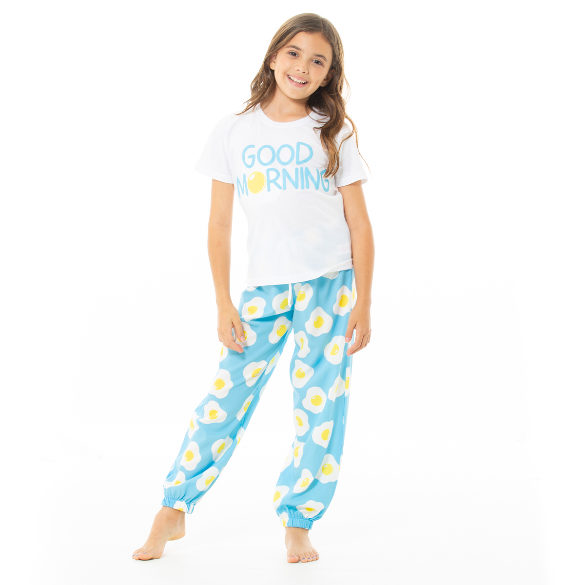 PIJAMA PARA NIÑAS DE PANTALON CON DISEÑO DE HUEVOS