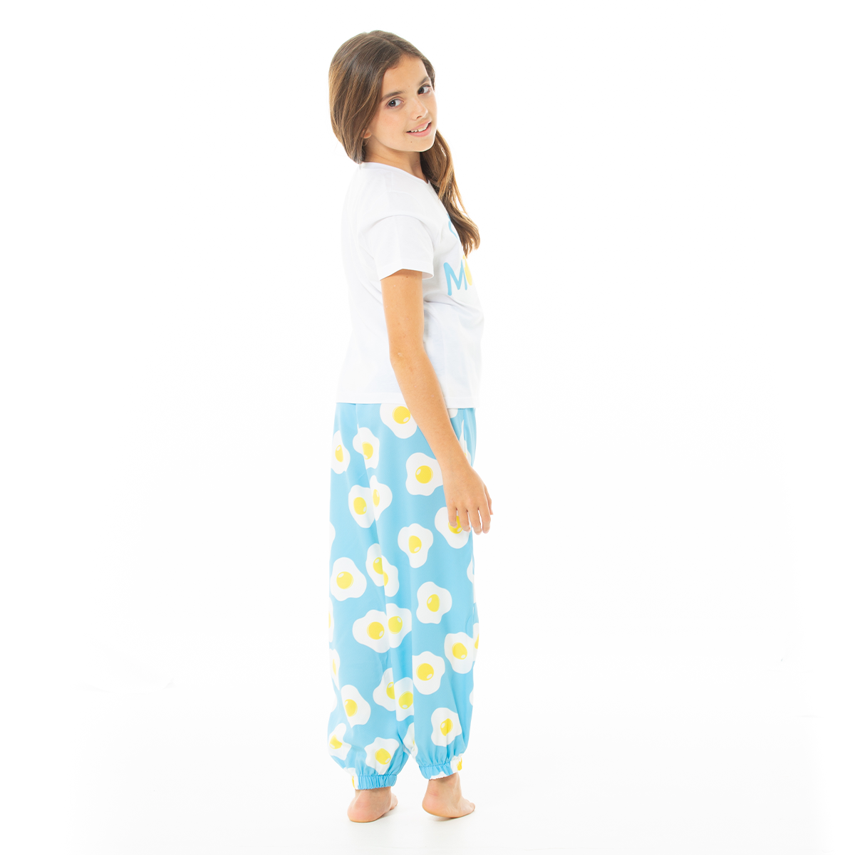 PIJAMA PARA NIÑAS DE PANTALON CON DISEÑO DE HUEVOS