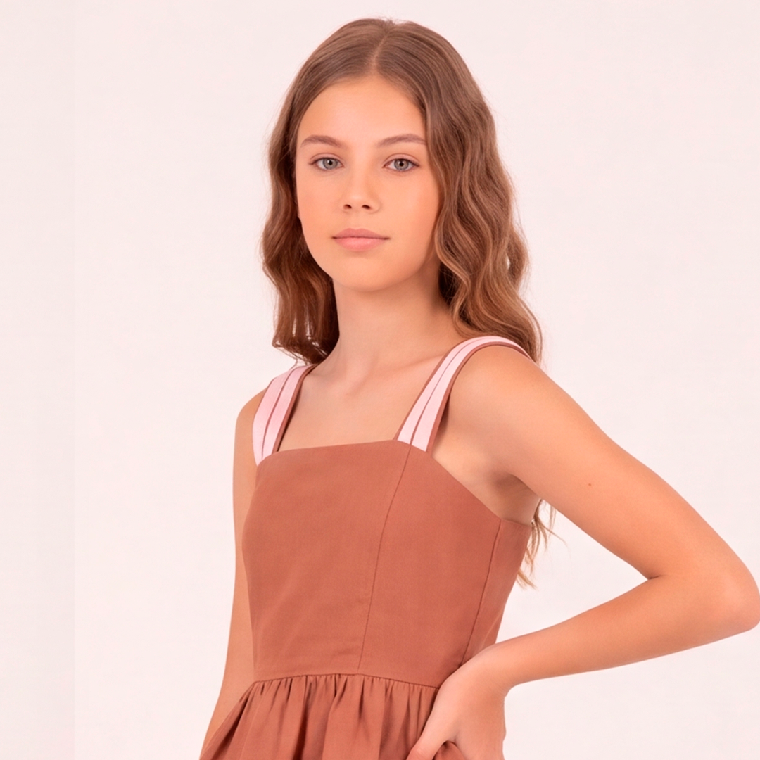 Crop top para niñas - Caqui