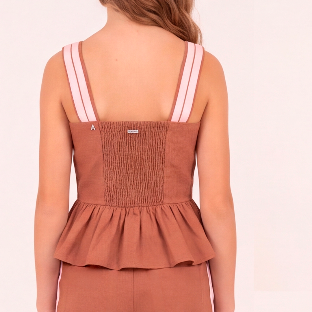 Crop top para niñas - Caqui
