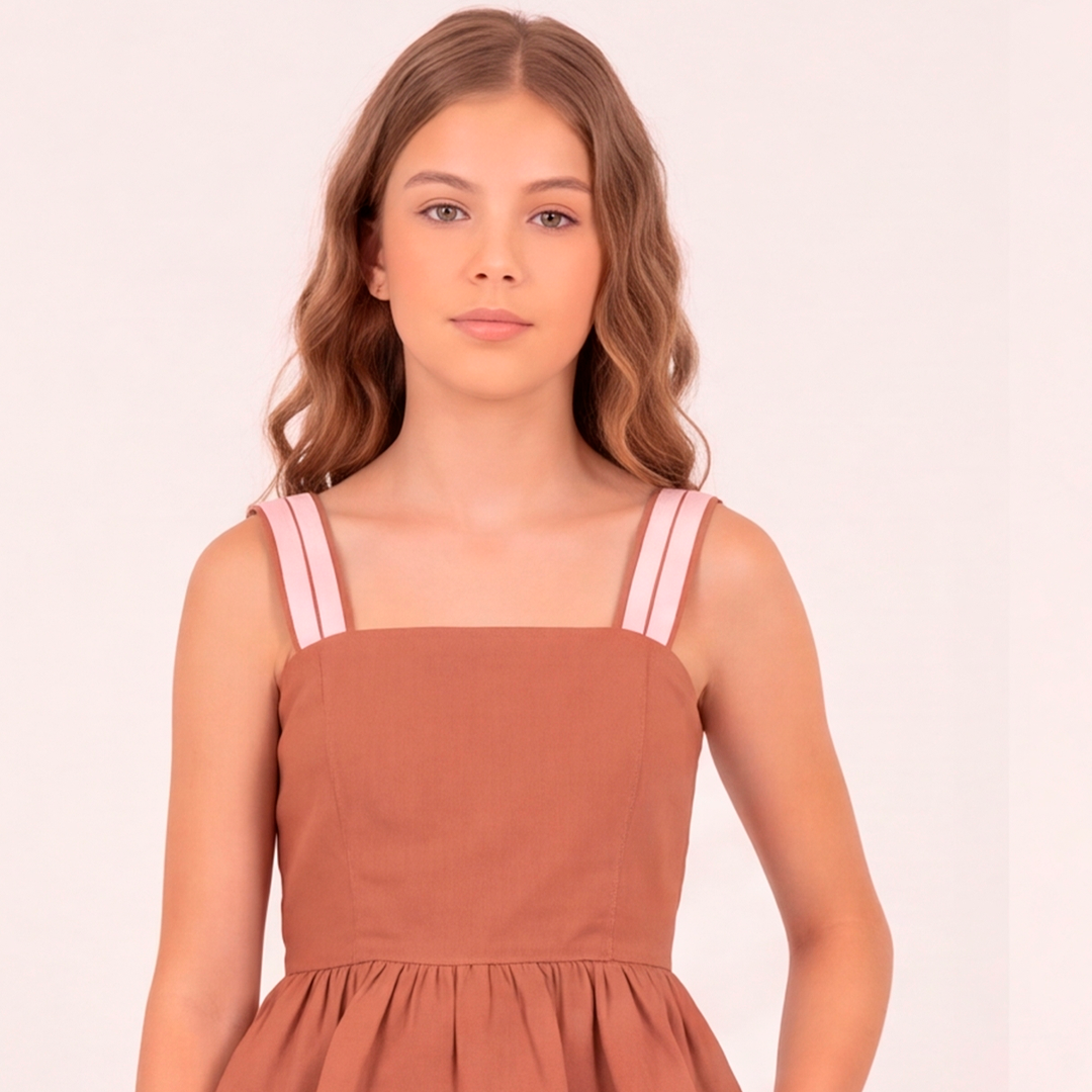 Crop top para niñas - Caqui