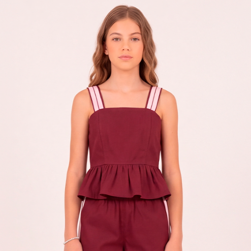 Crop top para niñas - Vinotinto