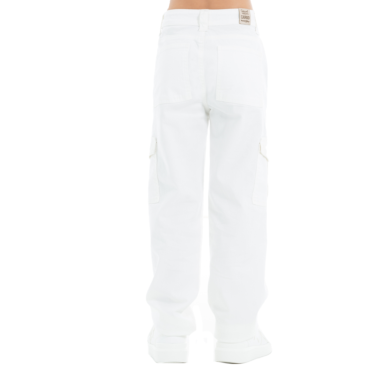 Jean cargo para niñas bota recta - Beige