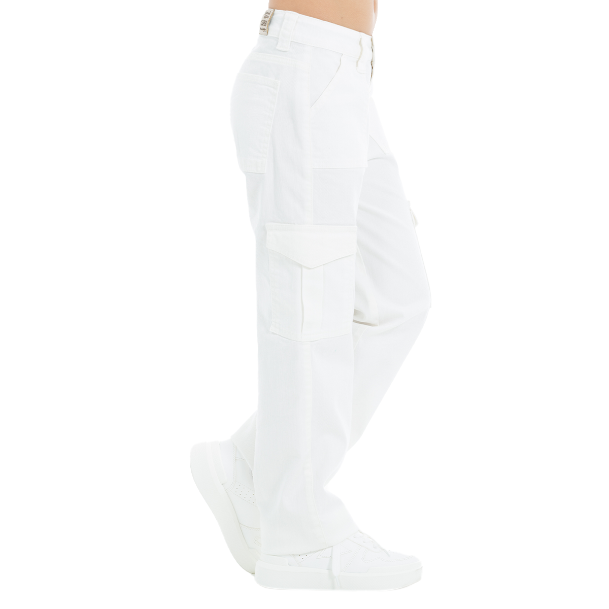 Jean cargo para niñas bota recta - Beige