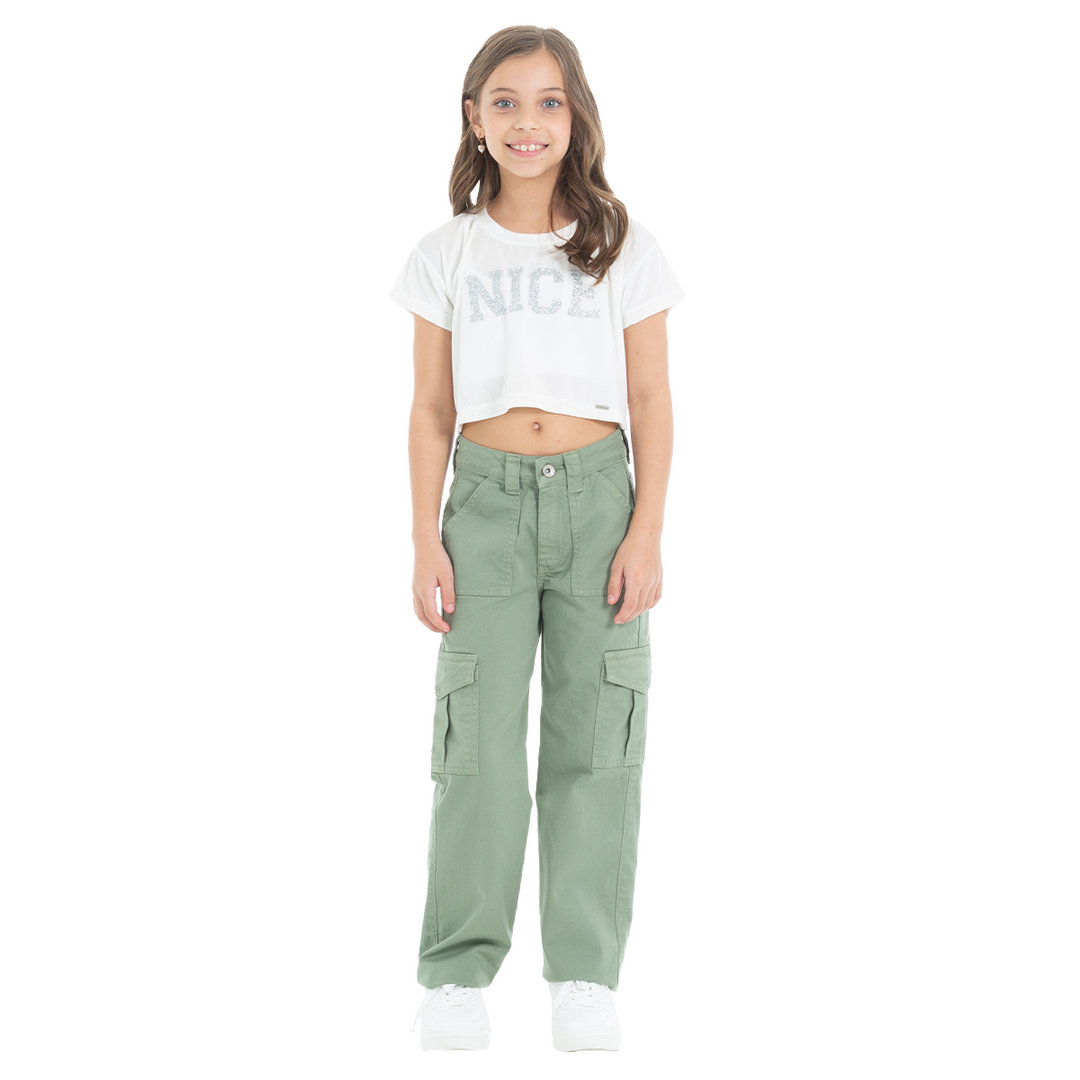 PANTALON CARGO PARA NIÑAS VERDE