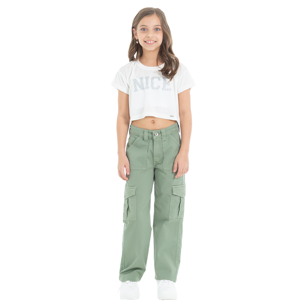 PANTALON CARGO PARA NIÑAS VERDE