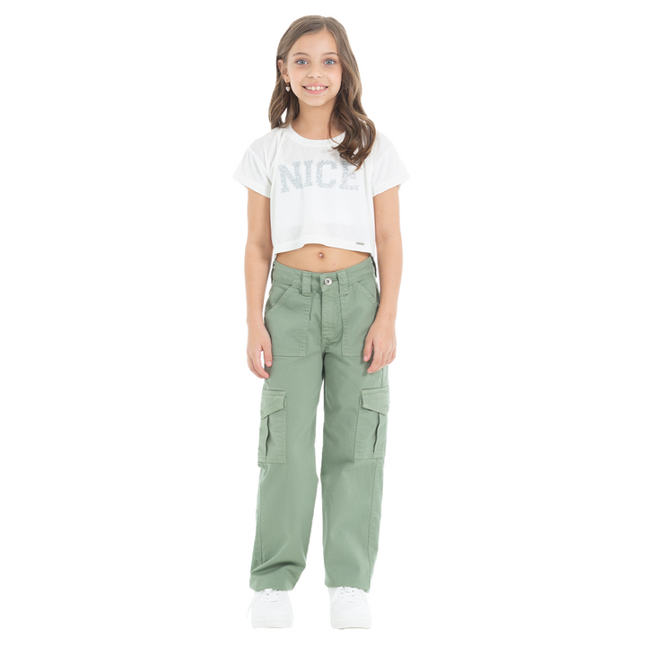 PANTALON CARGO PARA NIÑAS VERDE