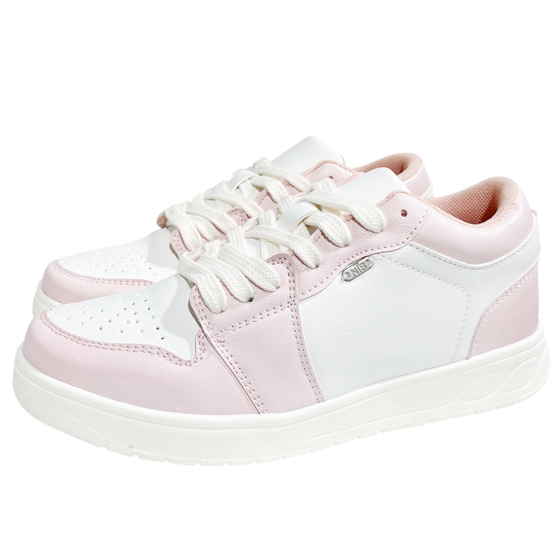 Tenis para niñas blancos con detalle rosado