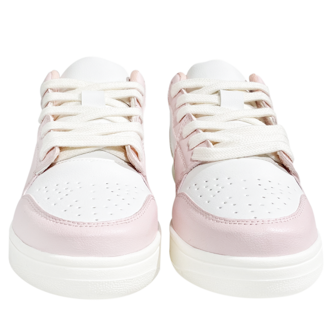 Tenis para niñas blancos con detalle rosado