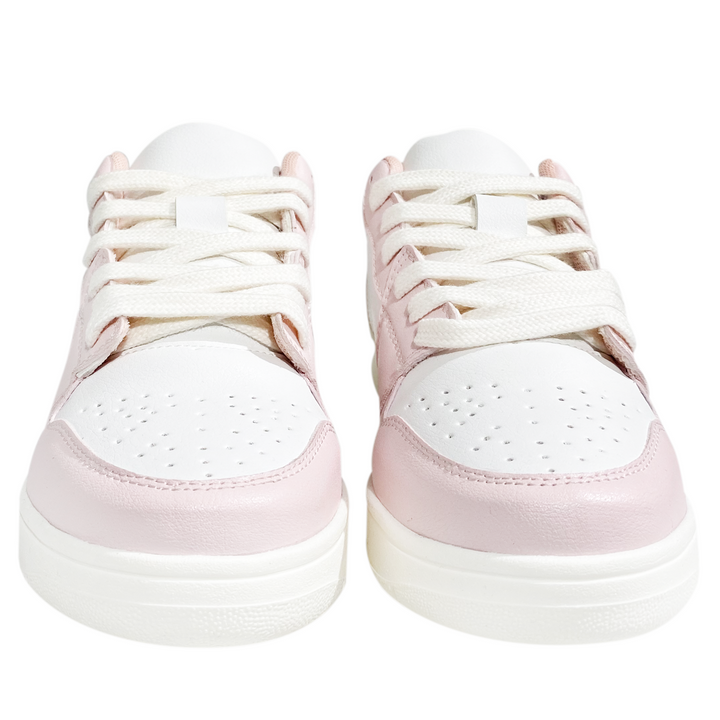 Tenis para niñas blancos con detalle rosado