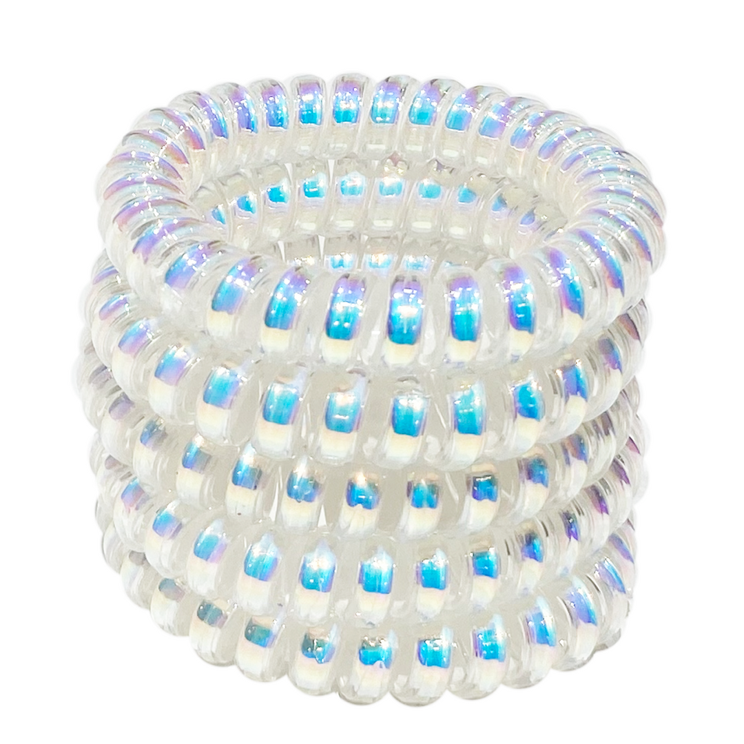 CAUCHOS PARA NIÑAS SET X 5 COLOR PLATEADO
