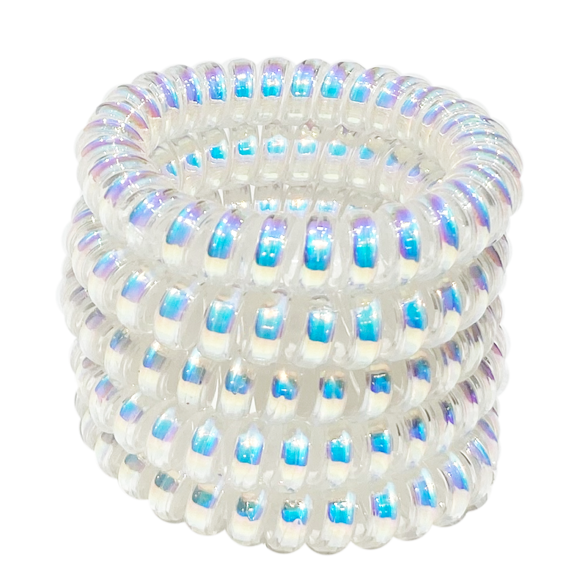 CAUCHOS PARA NIÑAS SET X 5 COLOR PLATEADO
