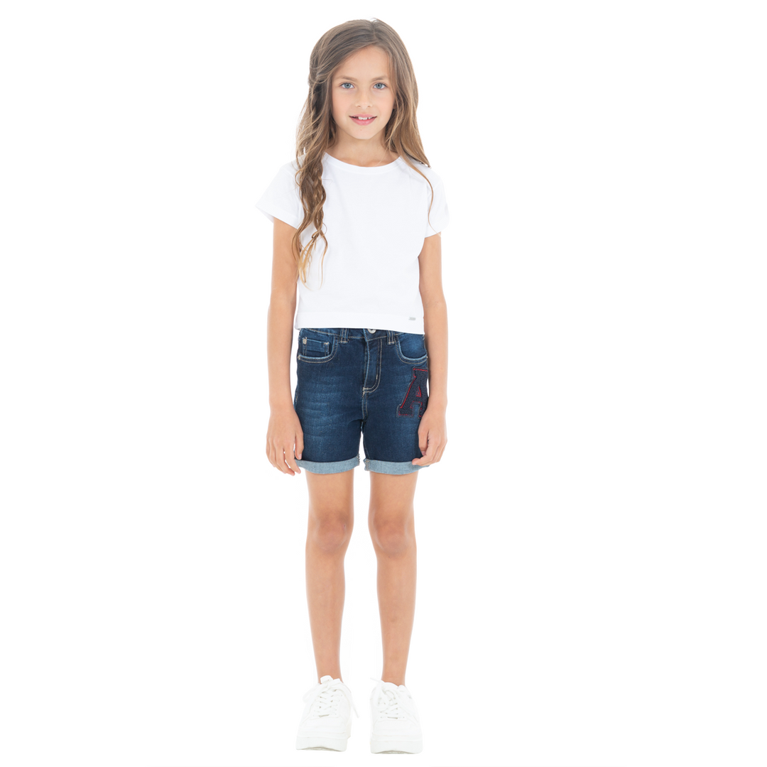 SHORT PARA NIÑAS EN DENIM CON APLIQUE