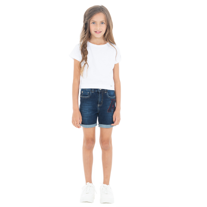 SHORT PARA NIÑAS EN DENIM CON APLIQUE