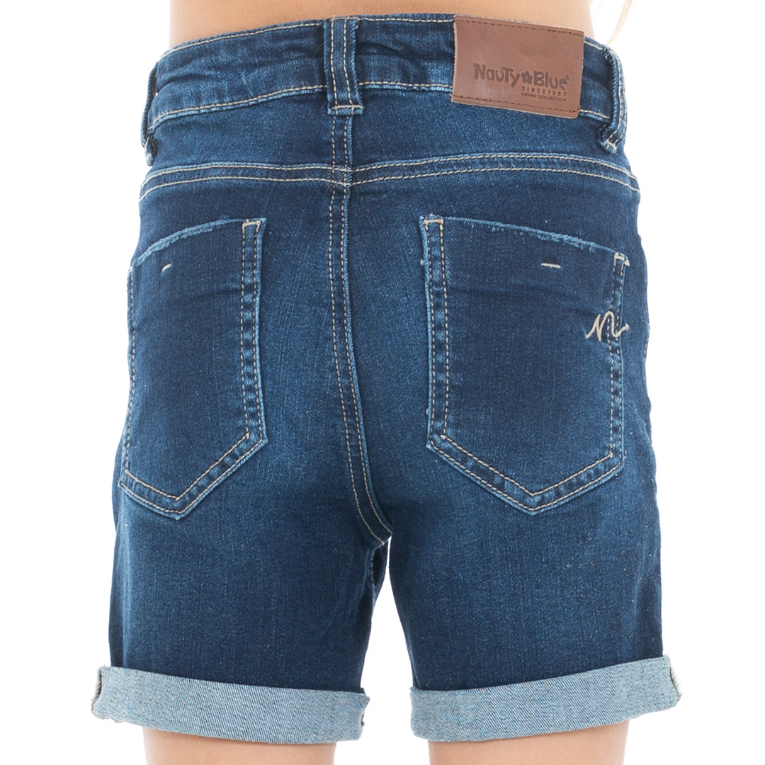 SHORT PARA NIÑAS EN DENIM CON APLIQUE