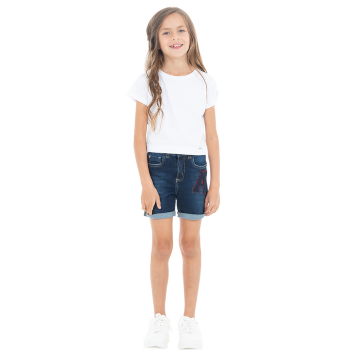 SHORT PARA NIÑAS EN DENIM CON APLIQUE