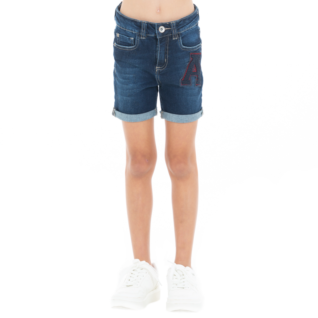 SHORT PARA NIÑAS EN DENIM CON APLIQUE